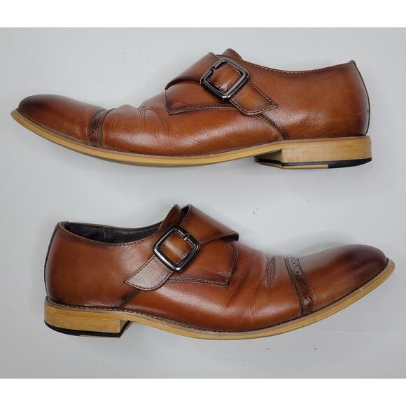 Stacy Adams Men\'s Desmond Cap Toe Monk Strap Brown Leather Dress Shoes Size 11.5 main image 4